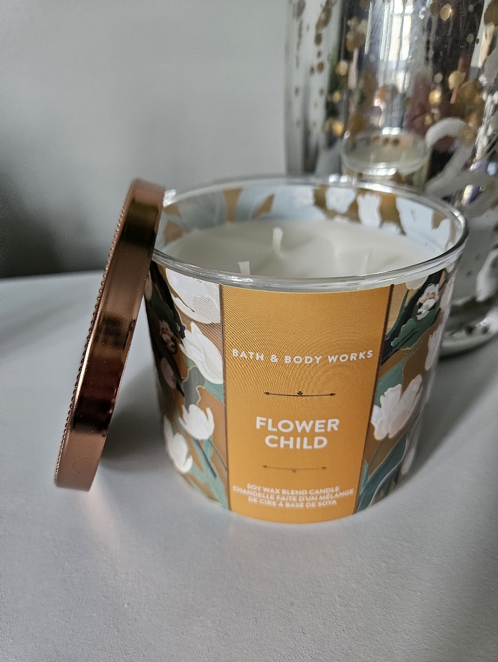 Bath & Body Works Flower Child Candle - Mustard & Green Floral